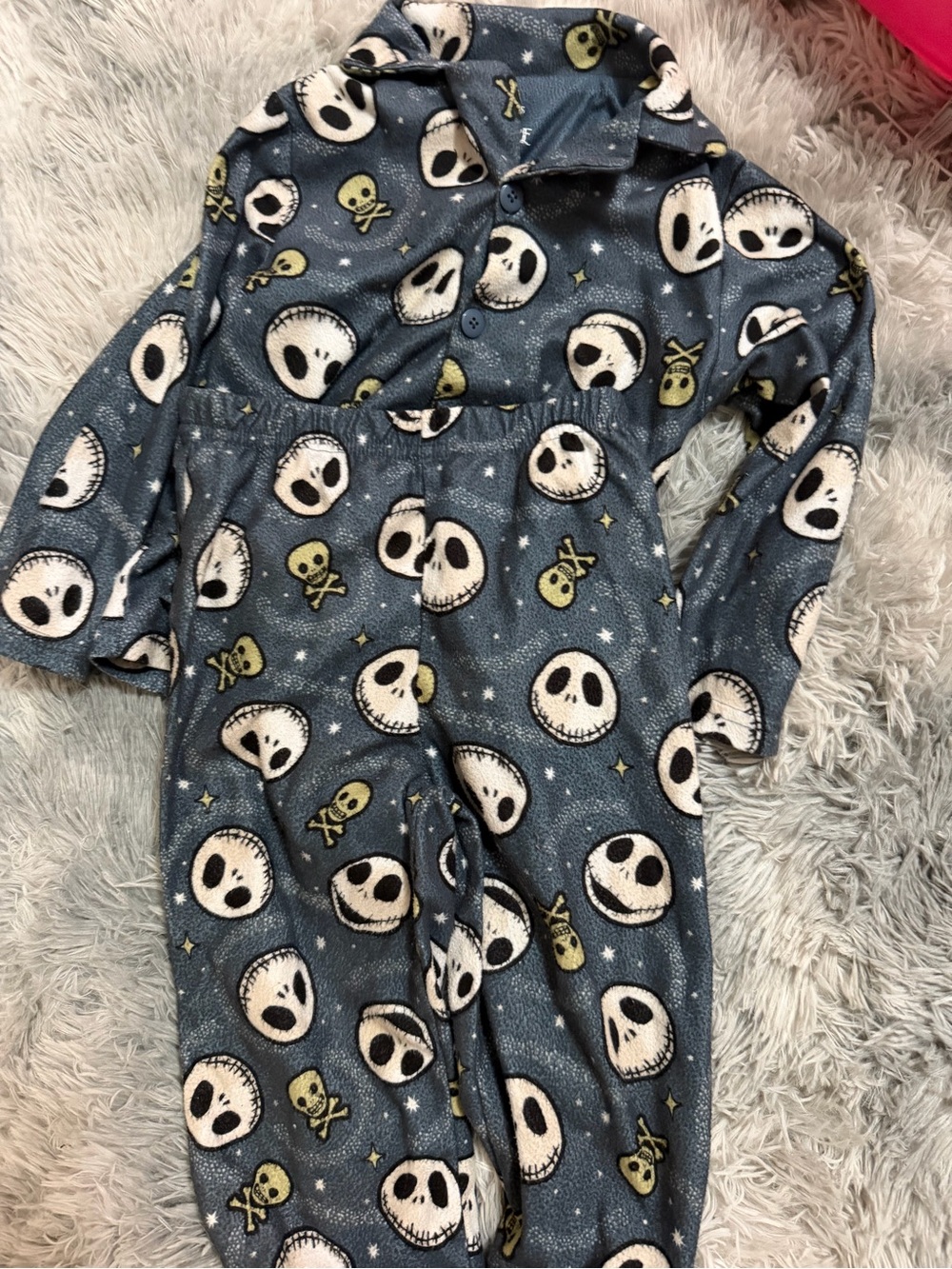 Disney Grey Jack Skellington Allover Face-Print Pajama Set